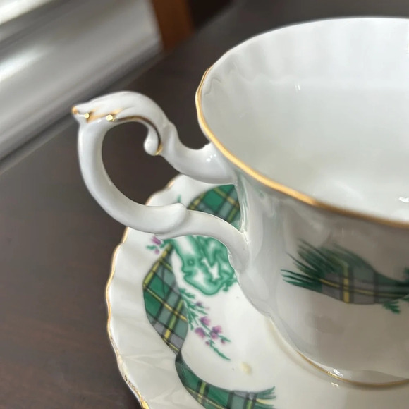 Royal Albert Teacup Saucer Cape Breton Canada Green Tartan Bone China - Picture 3 of 10